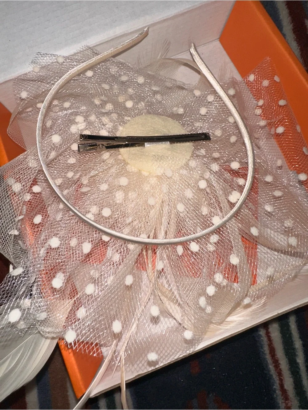 Cream Pearl Feather Fascinator Headpiece